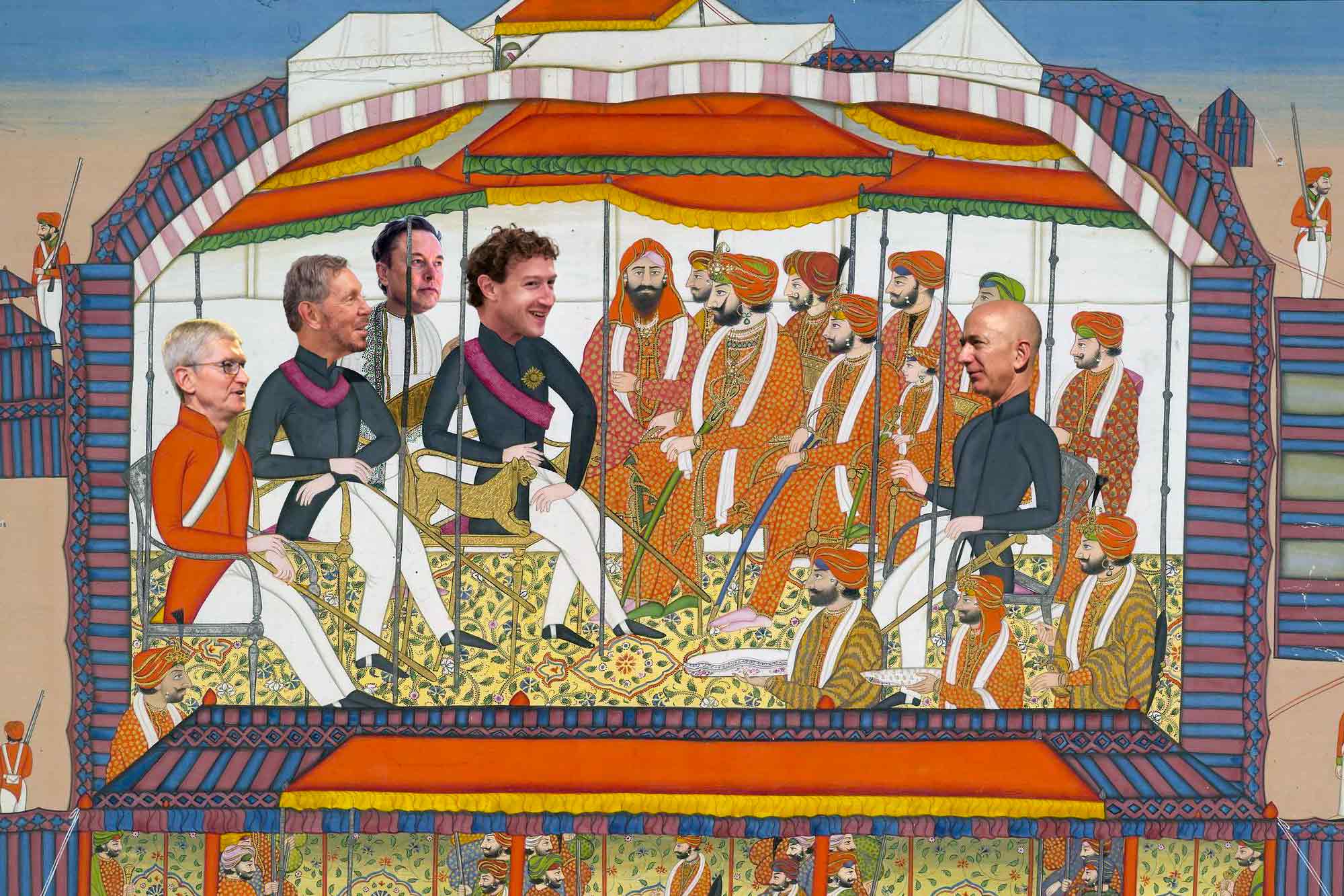 British East India Company, Tim Cook, Larry Ellison, Elon Musk, Mark Zuckerberg, Jeff Bezos
