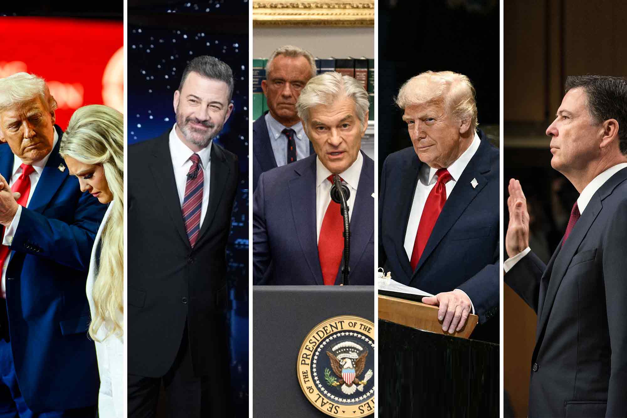 Donald Trump and Erika Kirk, Jimmy Kimmel, Robert F. Kennedy Jr. and Dr. Mehmet Oz, Trump, James Comey