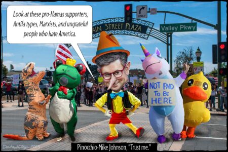 Mike Johnson, No Kings march, Antifa, Marxists, America haters, Pinocchio
