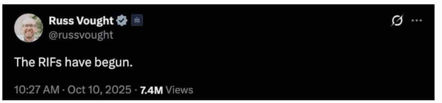 SECONDARY IMAGE #1 (The RIFs Have Begun)It’s never a good night when the texts start rolling in from my government colleagues. Last Friday night, October 10, was the worst one yet. Reductions in force (RIF) notices began pouring into inboxes across the US federal government, disproportionately at the Centers for Disease Control and Prevention. Entire centers had their leadership teams gutted, along with all their staff. This is the comprehensive dismantling of America’s national public health agency. One of my friends texted me that night: They are eviscerating us. It’s surreal. These RIFs spanned the US government and were the work of Office of Management and Budget Director Russell Vought. President Donald Trump and the Republicans forced a government shutdown as a further means of centralizing power within the executive branch and cementing Trump’s authoritarian rule. Trump is shamelessly spreading propaganda like this “Government Shutdown Clock” on .gov websites, blaming the Democrats for the shutdown he and his party engineered. The Democrats haven’t capitulated yet, but they aren’t really doing much else of note. So Vought has used the ongoing government shutdown as a pretext to continue his premeditated murder spree of the federal workforce. More than 4,000 public servants lost their jobs across the government last Friday night. More than 1,100 people of those were from the Department of Health and Human Services and, from what my colleagues in multiple HHS agencies tell me, that was overwhelmingly concentrated at the CDC. To be very clear, these RIFs are illegal. There is nothing in the US Constitution that gives the president the power to begin culling civil servants because the government is shut down. The entire point of the division of power in American democracy is that the president doesn’t have unlimited power over the whole of government, nor is he authorized to just fire entire organizational units of federal employees for political reasons. Trump and Vought are, as usual, trying to see what they can get away with. However, if they get away with these lawless RIFs at the CDC, the consequences will include a death toll. The people who got RIF notices work on some of our most critical public health functions. Without them, the CDC will not be able to provide these services. And without these services, Americans — and people around the world — will die. In Loving Memory of the CDC The CDC had already been brutalized by the Trump administration. Besides inflicting massive cuts in the Valentine’s Day and April Fool’s massacres, Trump and HHS Secretary Robert F. Kennedy Jr. have defunded critical programs, scaled back essential surveillance, dissolved expert committees, overridden standard evidence-based practices, descheduled critical childhood vaccines, ignored the domestic terror attack on the CDC building in August, purged the CDC of its leadership, and installed incompetent, unqualified, ideologically extreme political appointees like Acting CDC Director Jim O’Neill. All this has severely impaired the CDC’s normal function. One colleague described their current job as finding “bureaucratic cheat codes” to carry out their most basic duties, which is all they can accomplish because the CDC was already so thoroughly shucked of staff and experience. Last week’s purge will likely deal a death blow to most critical functions of an agency that was already on life support. This will also deal a literal death blow to many, many people outside the agency, given what the CDC employees who were let go actually did at work. The CDC was not the world’s model for national public health agencies just because it marketed itself well; it’s because the CDC actually did things to benefit public health and developed a lot of expertise in doing those things. Now there is nobody there to carry out that work. It’s worth exploring what the CDC will no longer be able to do. The National Center for Immunization and Respiratory Disease (NCIRD) is the part of the CDC that runs national vaccination programs and responds to respiratory diseases. The entire Office of the Director (OD), including the acting director, and all centers within the OD received RIF notices. The Office of Data Surveillance and Informatics in the Immunization Services Division was eliminated, so there goes our ability to track and access data on vaccination and vaccine-preventable diseases. So were employees in the NCIRD policy office, so bid farewell to the ability to make evidence-based public health policy recommendations for pandemics and immunization. And don’t expect any medical guidance either, since the chief medical officer’s office was eliminated. This may not be surprising, given the reasons former Chief Medical Officer Debra Houry resigned on principle at the end of August. Epidemic and pandemic preparedness and response are now crippled. The Public Health Infrastructure Center (PHIC) lost its OD too, as well as its Division of Partnership Support, which supports coordination between CDC and state and local officials in outbreak response. RIFs at the Division of Workforce Development included the entire 2023 and 2024 classes of civilian Epidemic Intelligence Service (EIS) officers; all fired. EIS officers are the epidemiologists who respond to outbreaks and contain them. But civilians weren’t the only ones impacted: RIF notices also went to the Commissioned Corps Liaison Office that coordinates Public Health Service officers on duty at CDC. The Global Health Center (GHC), which extends CDC’s capabilities globally to build response capacity, also lost its entire OD. At the National Center for Emerging, Zoonotic, and Infectious Diseases (NCEZID), both the Enteric Diseases Laboratory Branch and the Poxvirus and Rabies Branch were RIFed. The CDC now has no capacity whatsoever to respond to emerging infectious threats, including outbreaks of respiratory diseases like COVID and flu, foodborne illnesses, and less common but still severe outbreaks of mpox and rabies. There is no infrastructure to support responders, experts to investigate and contain outbreaks, or ability to coordinate with state and local health officials on the ground, at home, or abroad. CDC experts actively responding to an Ebola outbreak in the Democratic Republic of Congo that has killed 43 people were RIFed in the middle of their deployment. It is not just outbreak response being decimated. The entire OD working on Chronic Diseases was eliminated, despite chronic illness being a stated priority of Kennedy’s MAHA agenda. The National Health and Nutrition Examination Survey staff at the Office of Public Health Data, Surveillance, and Technology received RIF notices, as did people in policy and communications at the National Center for Injury Prevention and Control (NCIPC)’s Office of Program Management and Operations. Employees working on behavioral intelligence, devoted to helping understand how behavior affects chronic disease, injury, nutrition, and illness through rigorous data collection, also were given notice. The CDC will no longer be able to inform the public about health threats facing the nation, either. The Center for Forecasting and Analytics (CFA) staff dedicated to the ”Inform” pillar of their mandate is gone. CFA tracks, models, and predicts epidemic trajectory and severity, so they no longer can share their critical findings with the public. Over in the Office of Science, the entire staff of the Morbidity and Mortality Weekly Report (MMWR) has been fired, as have many in the Office of Science Dissemination that oversees MMWR. This prevents the CDC from sharing critical information about health with the public in a deeply trusted, reliable report that has been published weekly for more than 60 years. The CDC Library and CDC Museum also were RIFed, denying federal employees and the public from accessing essential, taxpayer-supported historical, scientific, and educational resources. The CDC will no longer be able to inform national policy, either, as the entire Washington, DC, office, charged with coordinating CDC activity with DC policymakers, has been terminated. Beyond that, the CDC will not be able to function administratively, as the Office of Safety, Security, and Asset Management (OSSAM), which safeguards employee, facility, and data security at CDC, lost its entire Occupational Health and Safety office. Barely two months after a gunman shot more than 500 rounds at the CDC headquarters and killed a police officer, the office devoted to employee safety has been RIFed. The Workplace Health Office was also RIFed, as was the Office of Strategic Business Initiatives, which is charged with training and supporting risk management across the entire agency. Not only have hundreds of CDC employees been terminated, but the ones who remain will be forced to function within an organization that has eliminated mechanisms for looking after their well-being, safety, and ability to effectively do their jobs to carry out the CDC mission. These RIFs, if allowed to remain, will prevent the CDC from functioning at all. That has profound consequences for everyone’s health, in America and overseas. [Editor’s Note: On October 15, subsequent to this column’s initial publication and as a result of litigation in which many of its points were advanced, a federal judge in San Francisco temporarily blocked the latest round of government layoffs that targeted employees at the Centers for Disease Control and Prevention (CDC). Litigation in this and related cases is ongoing.] What’s the Worst That Could Happen? This is a terrible time for America to lose its public health capacity. Declining vaccination rates put us at risk of larger and larger preventable disease outbreaks. America will lose measles elimination status. More diseases will be imported. Outbreaks will go unrecognized and unchecked. These epidemics will strain health care systems, probably in some cases to the point of breaking them. Because there is no surveillance capacity, we will not be able to track these epidemics accurately or collect data on them. Apart from epidemics, our national health systems will be further strained as the impacts of untracked, untreated chronic diseases make more Americans sicker and sicker. But there is another monster looming just out of frame. Currently, highly pathogenic H5N1 avian flu is causing massive outbreaks nationwide, with 41 confirmed infected flocks of more than 6.3 million birds. The majority of these outbreaks are occurring in commercial poultry operations. This is a minefield and it’s just a matter of time before someone takes one wrong step and the entire thing blows up. SECONDARY IMAGE #2 (Bird Flu Outbreak Chart) Right now, H5N1 is not capable of transmitting from human to human. However, with enough opportunity to infect humans and adapt to them, it could acquire that ability. As we enter flu season, the risk goes up considerably because H5N1 could reassort with a seasonal flu virus in a co-infected person. This would allow it to make a rapid evolutionary leap and acquire human-to-human transmissibility virtually overnight. To reduce that risk, we need to identify and prevent human infections. We need to monitor circulating viruses, especially in humans, to detect reassortants and track their spread. We need to have laboratory diagnostic testing and genomic sequencing, as well as accessible and transparent frameworks for gathering and sharing these critical data. We need to reduce seasonal flu circulation by increasing flu shot uptake as much as possible. We need to have EIS response teams ready to act if there is evidence of human-to-human transmission. The CDC is no longer able to conduct surveillance and response. The CDC no longer has the capacity to collect or analyze these data, or share it with state, local, or academic partners. The CDC no longer has adequately staffed response teams or offices devoted to immunization campaigns. The CDC has no leadership across multiple centers and offices that previously carried out this critical work. The CDC cannot respond to this threat, which has the potential to kill hundreds of millions of people. If H5N1 does make the jump in the US, we will likely not know about it until it is already a pandemic. Here is a nightmare scenario: H5N1 begins spreading; based on cases so far, this virus makes about 6 percent of infected people sick enough for hospitalization; it has about a 2 percent mortality rate based on known cases. SECONDARY IMAGE #3 (H5N1 Cases So Far Chart) If six patients show up at a clinic or a medical facility and they all have community-acquired H5N1, that means there are 94 other infected people who are not very sick but may be contagious. They feel well enough to travel, to socialize, to go to work, to play with their children, to carry on with their daily lives. They will infect other people. The virus can spread around the world before we even know it’s spreading because we can’t look for it. Those six patients will be the first of a pandemic that has already begun. It will be much, much worse than COVID-19. A 2 percent mortality rate may seem small, but at population scale that translates to a minimum of 7 million dead Americans, with more than 150 million deaths globally. That is just from the infection. Overwhelmed health care systems, food shortages, and economic, agricultural, and environmental devastation will cause far more. This is an existential threat to human civilization as we know it. I can’t say whether or not H5N1 will become a pandemic. I don’t know and nobody else does either. However, I do know that America and the world need the CDC more than ever. There Is Hope This is terribly dark and depressing, but there is hope. As I said before, these RIFs are completely illegal and unconstitutional. There is a reason they were issued on a Friday night. Vought and the Trump administration know they are completely unjustified. They don’t want people to know what they did and what the consequences will be, because they know that they are unlawful. They know their position is weak. Yes, fired employees need to sue and take this to the courts. However, there are still court cases percolating through the justice system regarding layoffs that happened months ago. The CDC’s function is too urgent to wait. Congress must step in now and reverse this as they continue to negotiate an end to the shutdown. This is not solely the Democrats’ responsibility, either. People dying preventable deaths is a bipartisan issue. As Americans, we must demand that our government not enact illegal policies that will kill us. Congress must act and restore functioning public health capacity to the nation now, before we all regret it. At least, before those of us who survive do. As a service to our readers, we curate noteworthy stories through partnerships with outside writers and thinkers. Dr. Angela Rasmussen is a virologist and co-editor in chief of Vaccine. This column has been adapted with the author’s permission from her Substack, Rasmussen Retorts. 