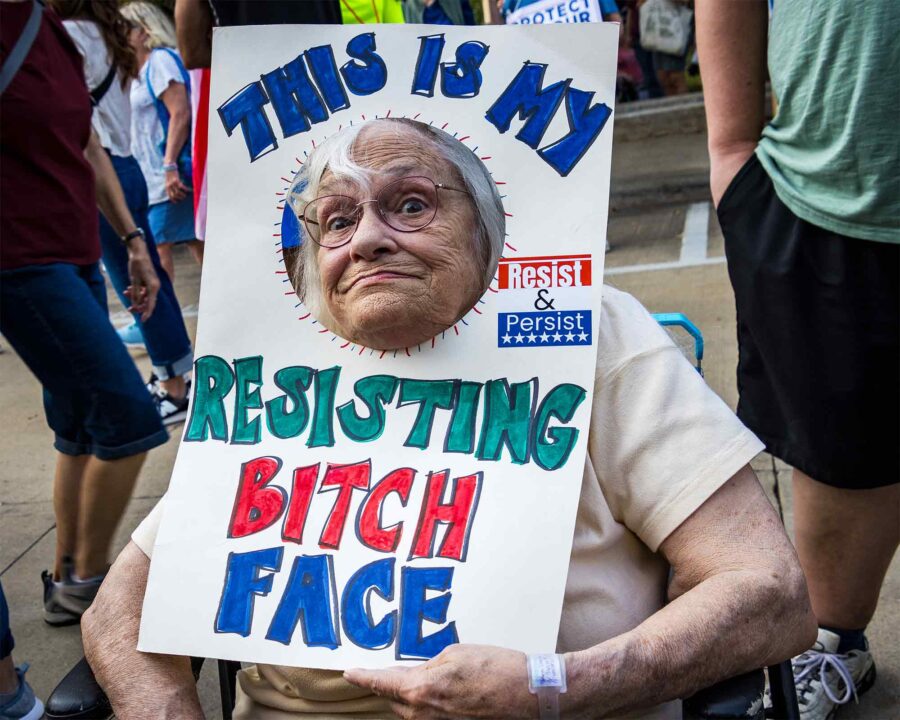 This Is My Resisting Bitch Face, sign, No Kings Protest, Madison, WI