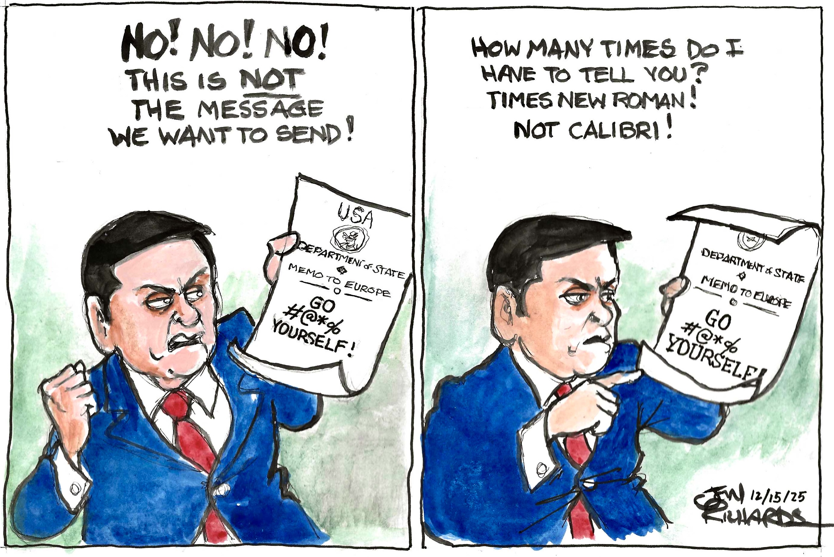 Marco Rubio, State Department, Font, Times New Roman, Calibri