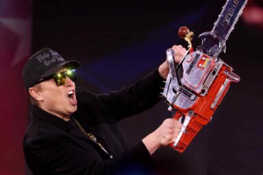 Elon Musk, government workers, cuts, chainsaw, rage