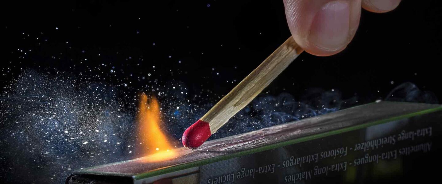 Friction, match, spark