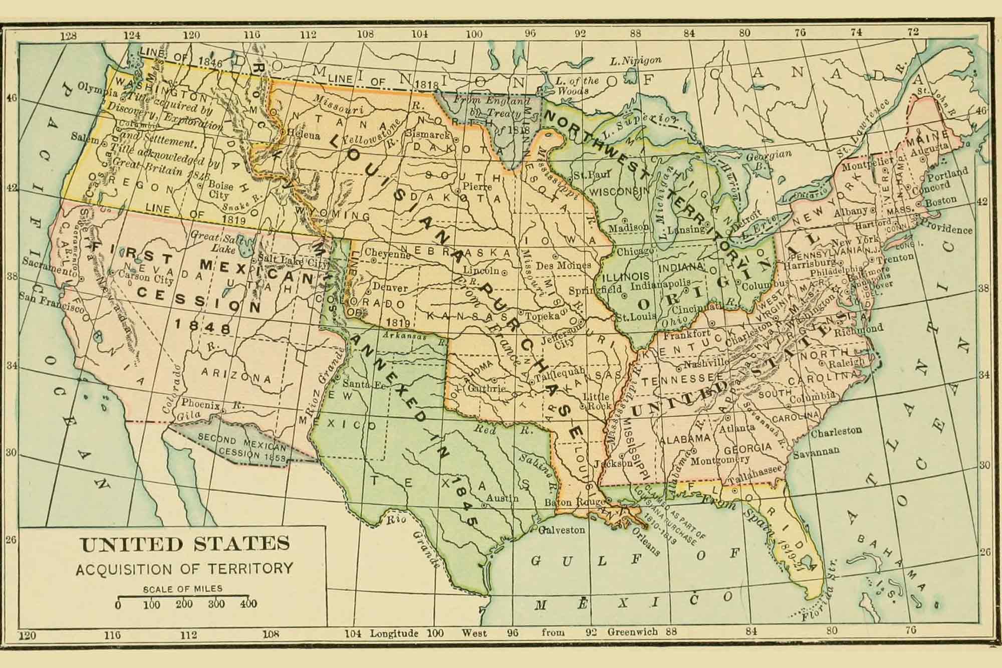 map, history, United States, 1921