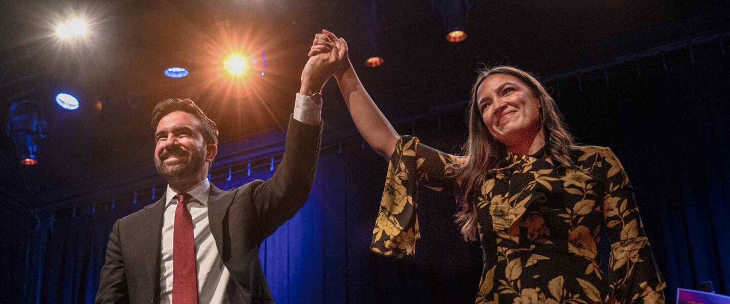 Zohran Mamdani, Alexandria Ocasio Cortez, AOC, rally, Manhattan, New York