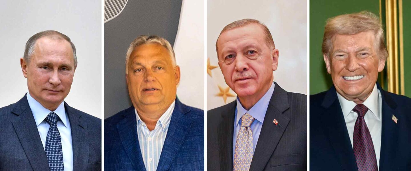 Vladimir Putin, Viktor Orbán, Recep Tayyip Erdoğan, Donald Trump