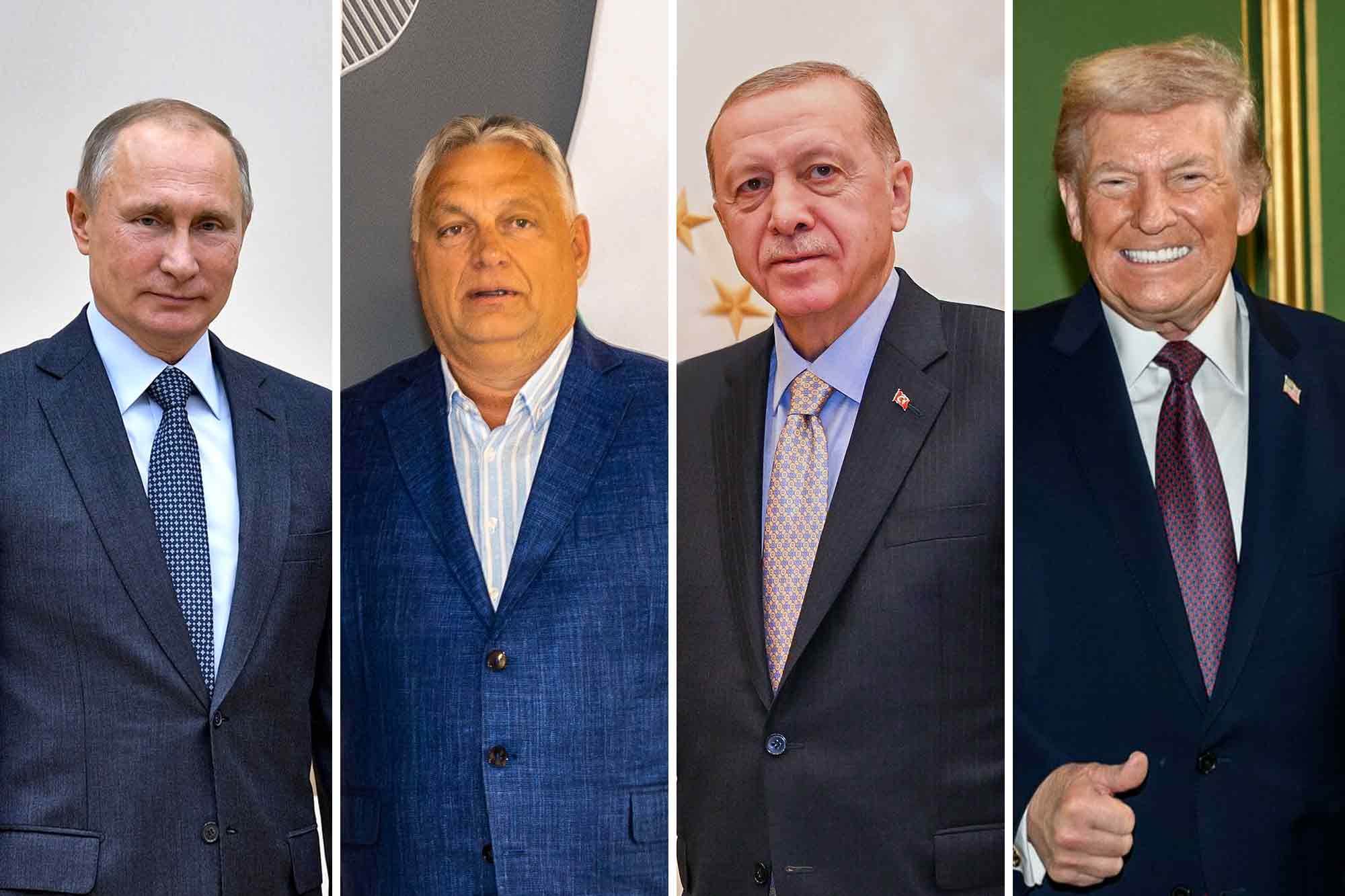Vladimir Putin, Viktor Orbán, Recep Tayyip Erdoğan, Donald Trump