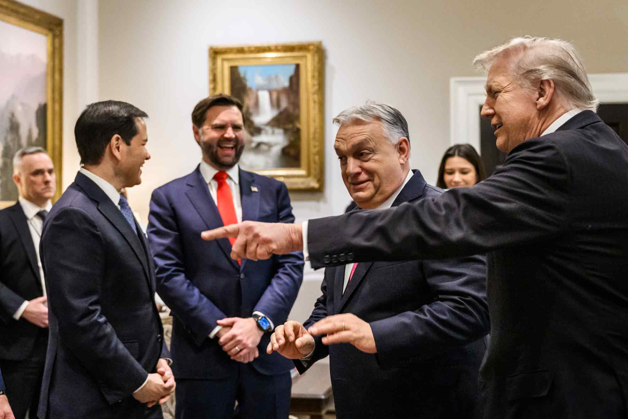 Viktor Orban, greets, Marco Rubio