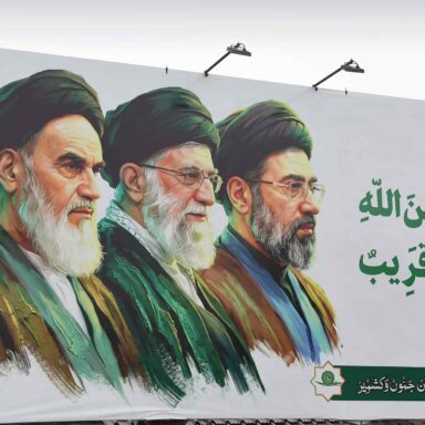 Billboard, Ruhollah Khomeini, Ayatollah Ali Khamenei, Mojtaba Khamenei