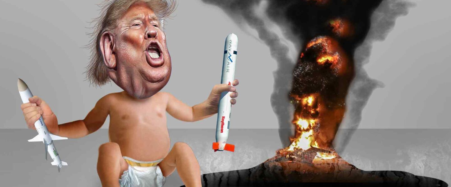 Baby, Donald Trump, play, missiles, Iran, Oil