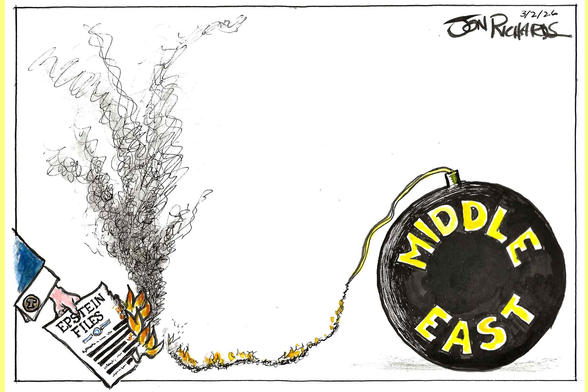 Donald Trump. lighting a bomb fuse, Epstein files