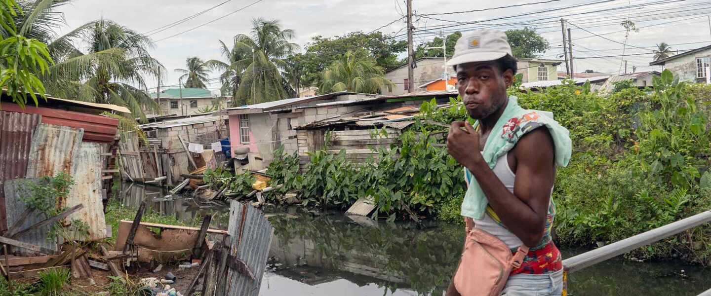 Street scene, working-class neighborhood, Providence,Georgetown, Guyana