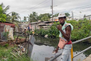 Street scene, working-class neighborhood, Providence,Georgetown, Guyana