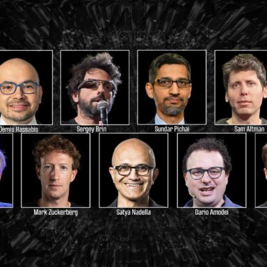 AI, Sergey Brin, Sundar Pichai, Sam Altman, Elon Musk, Geoffrey Hinton, Mark Zuckerberg, Satya Nadella, Dario Amodei, Demis Hassabis.
