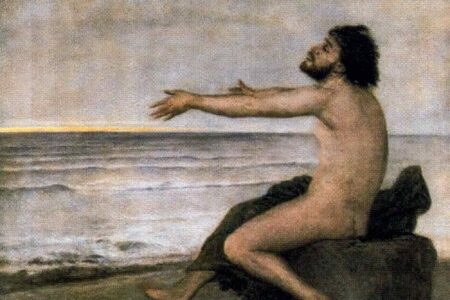 Painting, Odysseus by the sea, Arnold Böcklin, 1869