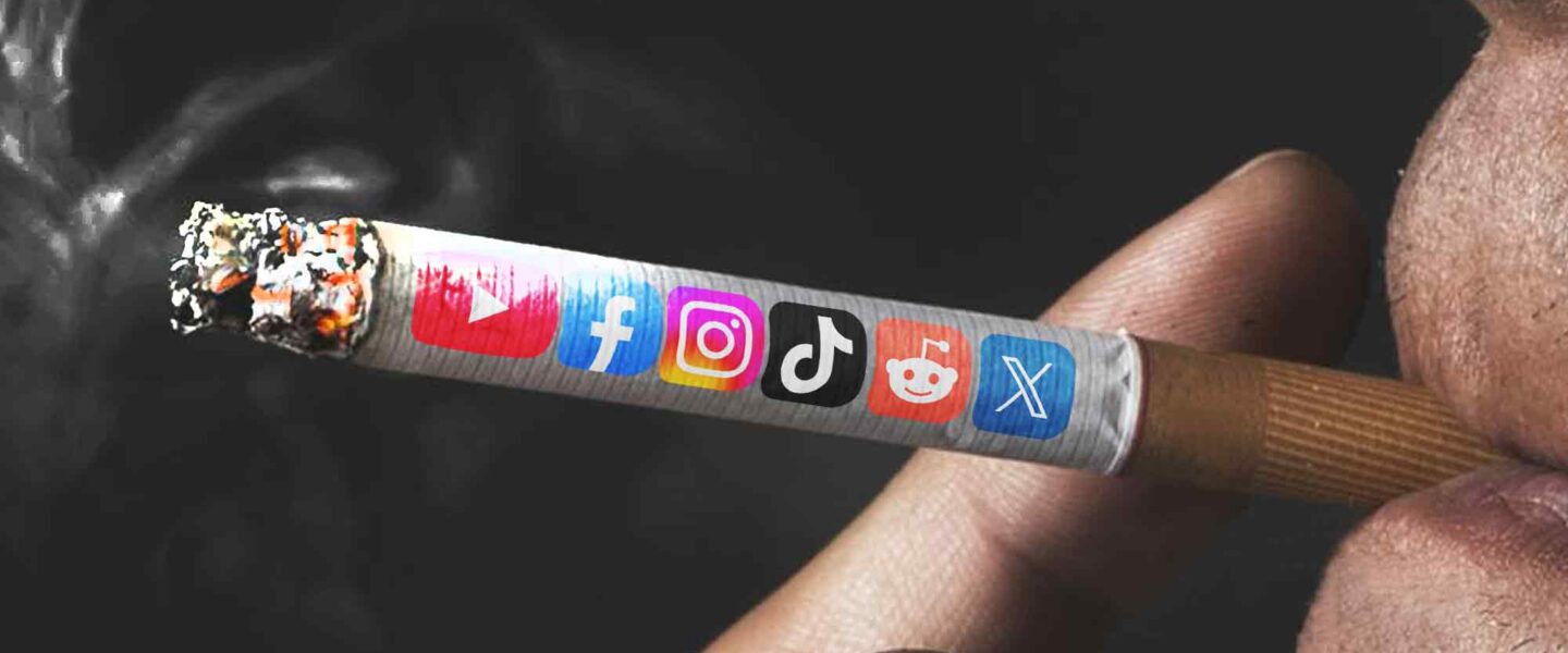 Smoking, cigarette, social media, company logos