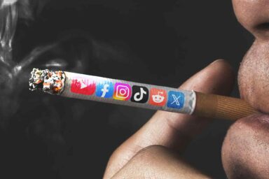 Smoking, cigarette, social media, company logos