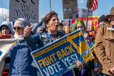 No Kings, Rally, Virginia, redistricting, sign