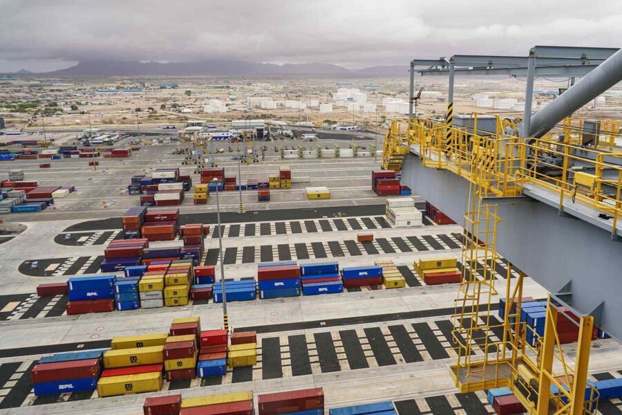 Aerial view, port of Berbera, Somaliland, DP World