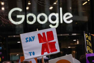 Pull the Plug, protesters, Google, London, AI, Artificial Intelligence