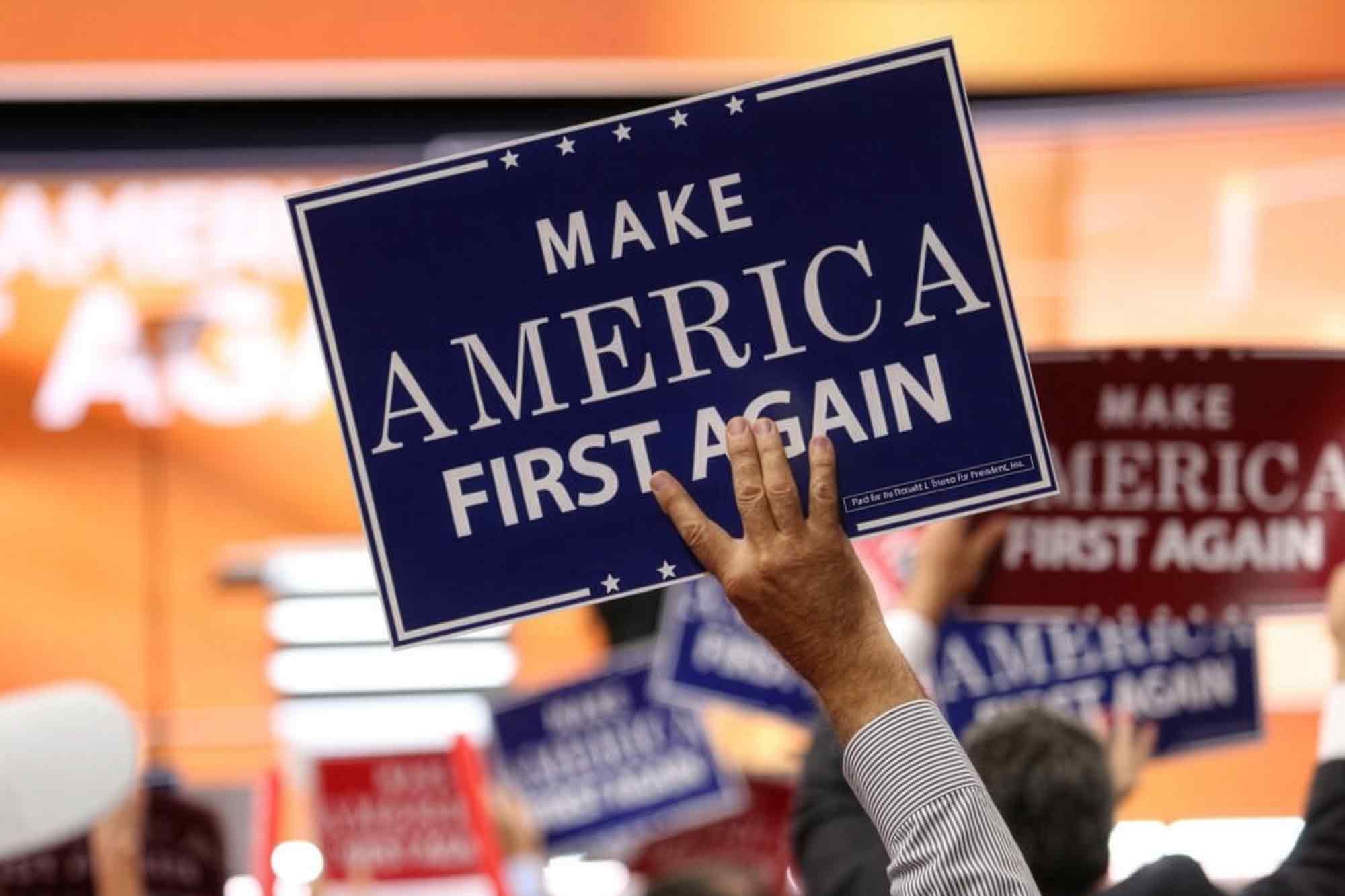Make America First Again, posters, signs, Republican National Convention, Cleveland, OH