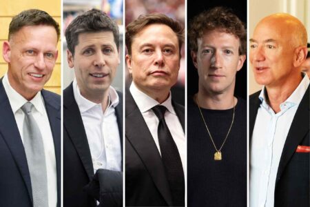 Peter Theil, Sam Altman, Elon Musk, Mark Zuckerberg, Jeff Bezos