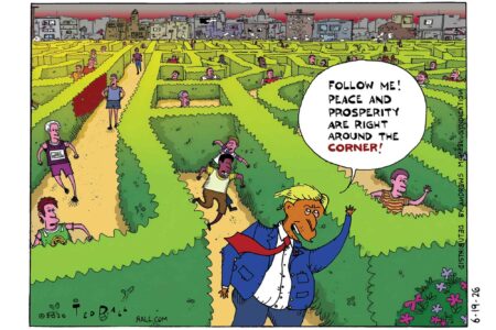 Ted Rall, cartoon, prosperity maze.