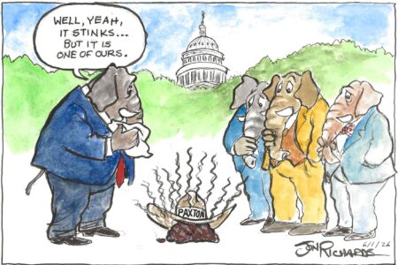 Republicans, elephants, Ken Paxton, Pile of Poop
