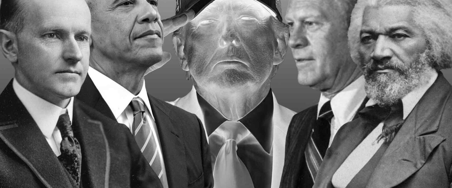 Calvin Coolidge, Barack Obama, Donald Trump, Gerald Ford, Frederick Douglass