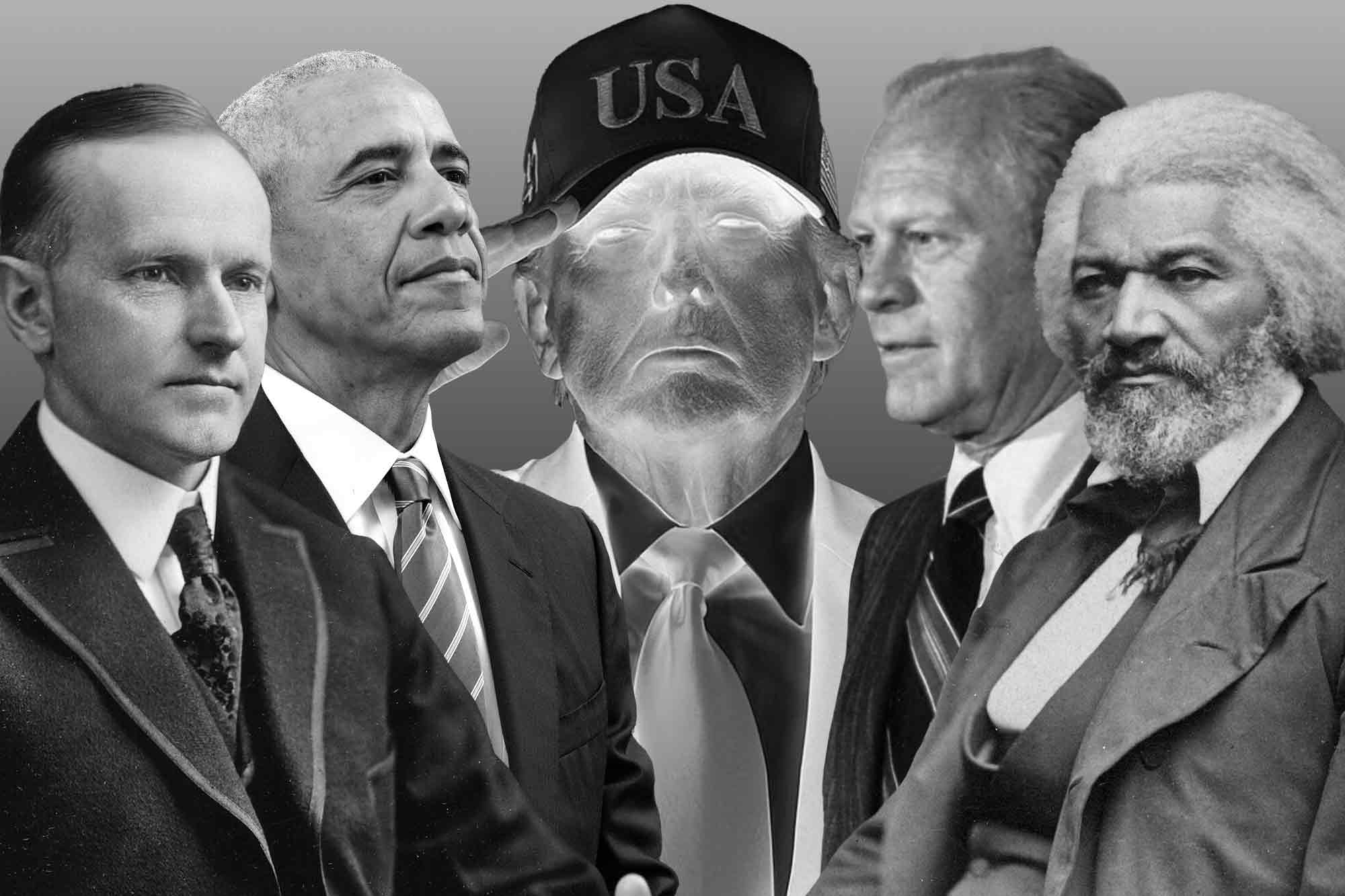 Calvin Coolidge, Barack Obama, Donald Trump, Gerald Ford, Frederick Douglass