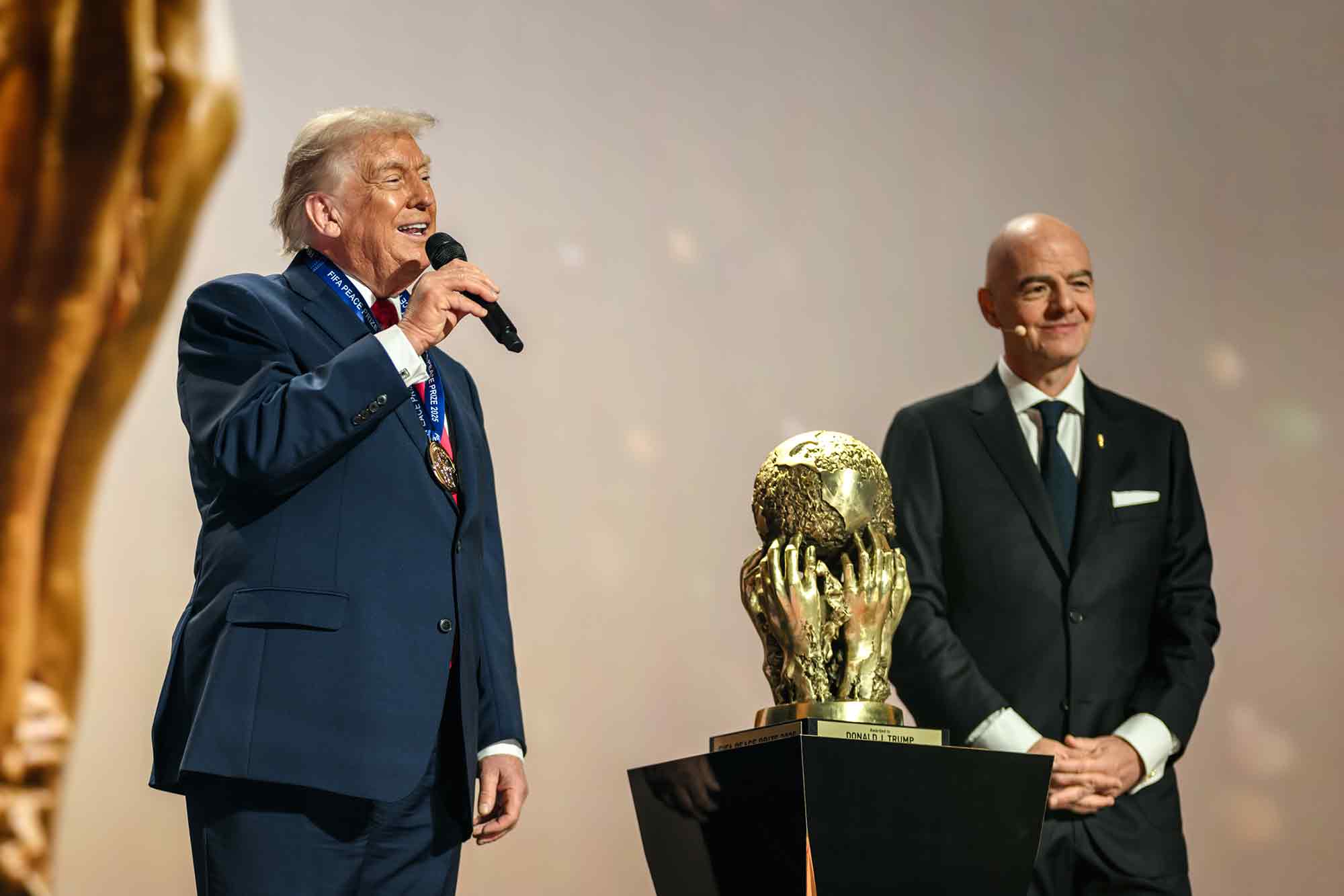 Donald Trump, accepts, the inaugural FIFA Peace Prize
