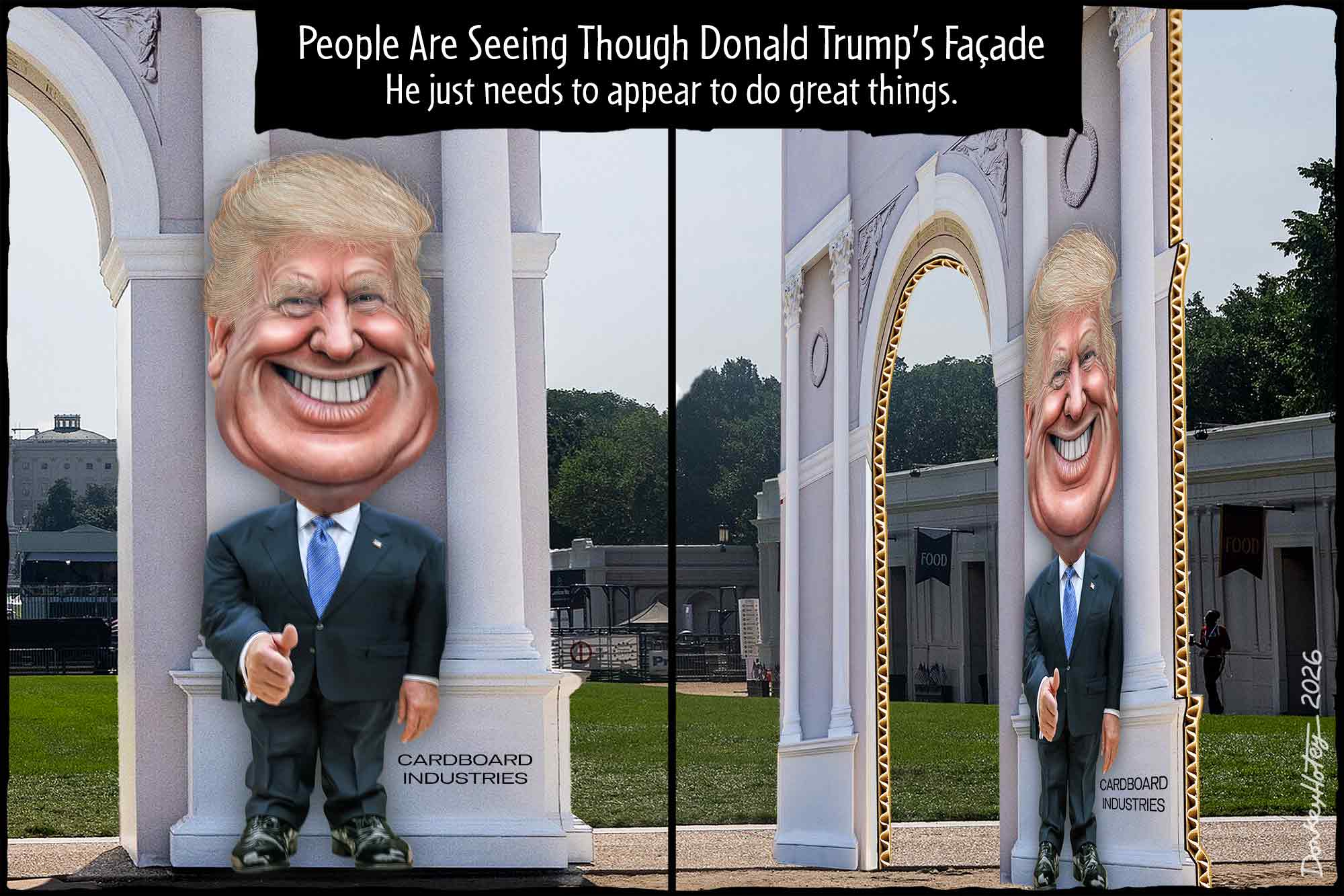 Donald Trump, cardboard tiger, The Great American State Fair, Freedom 250, America 250