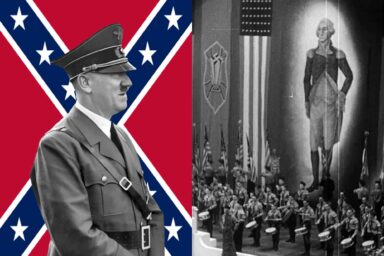 After 250 Years: The American Origins of Fascism Adolf Hitler, confederate flag, American Bund rally Madison Square Garden