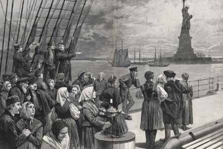 Immigrants, deck of steamer, Germanic, 1887