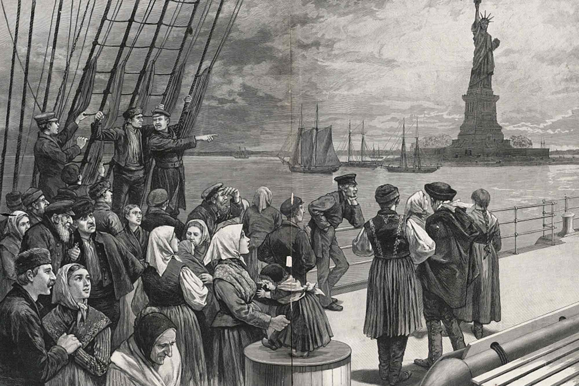 Immigrants, deck of steamer, Germanic, 1887
