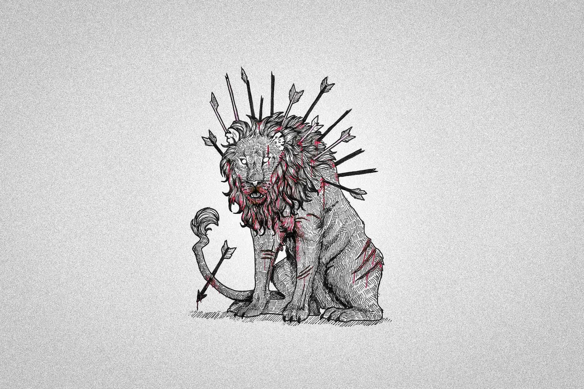 Lion, arrows, pride