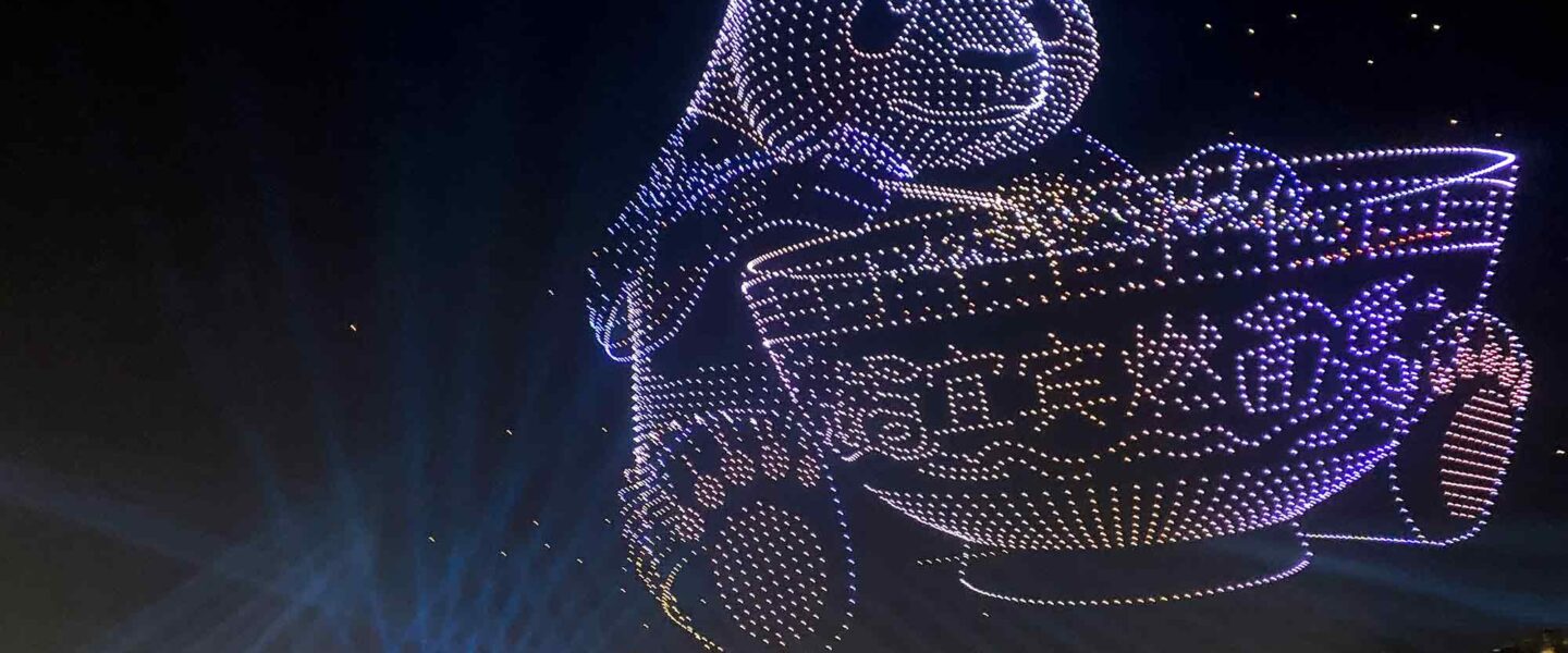 China, drone, light show, panda