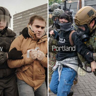 Police, arresting dissidents, Moscow, Portland