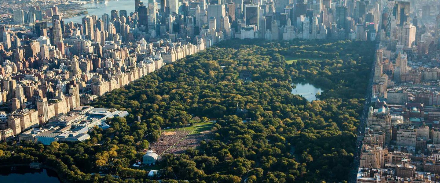 Aerial view, Central Park, New York, NY.